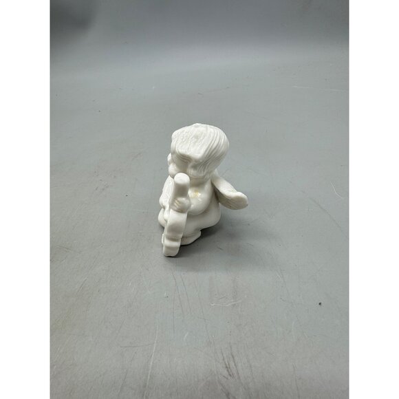 Vintage Ceramic Cherub Angel Figurines Set Of 2 White Musician Angels READ - Picture 3 of 14